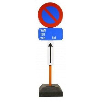 Verkeersbord dubbel + paal + voet